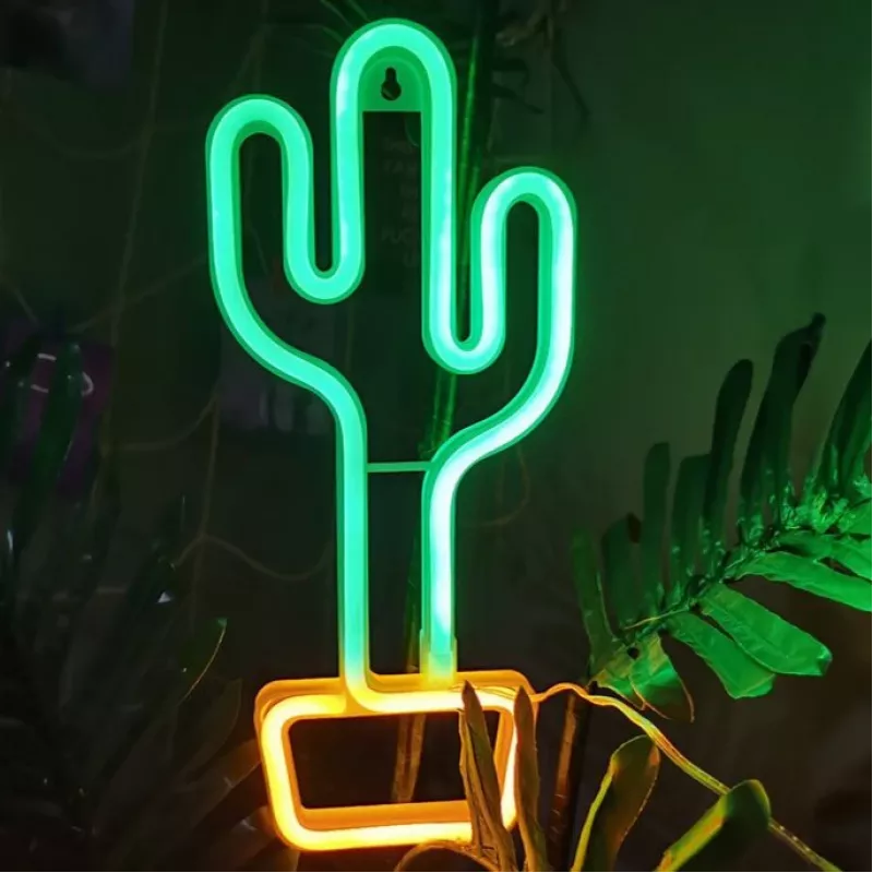 Dekoratīvā neona gaisma MANTA SNL07GNT Cactus Green Yellow, neona zīme