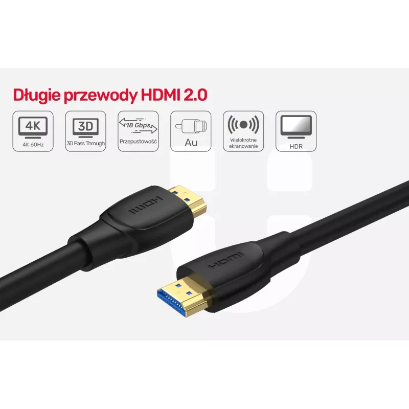 Unitek HDMI 2.0 kabelis, 4K 60Hz, C11068BK, 7m