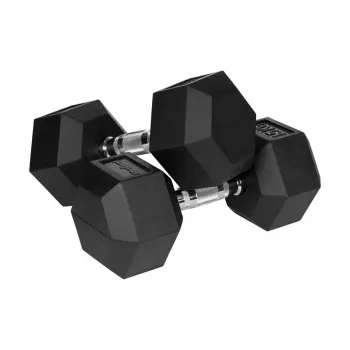 Rebel Active Hex gummas pārklājuma hanteles 15 kg — atsevišķa sešstūra hantele ar kompaktu rokturi