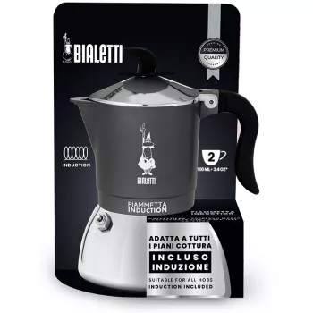 BIALETTI FIAMMETTA 2-krūzīšu indukcijas kafijas automāts, pelēks