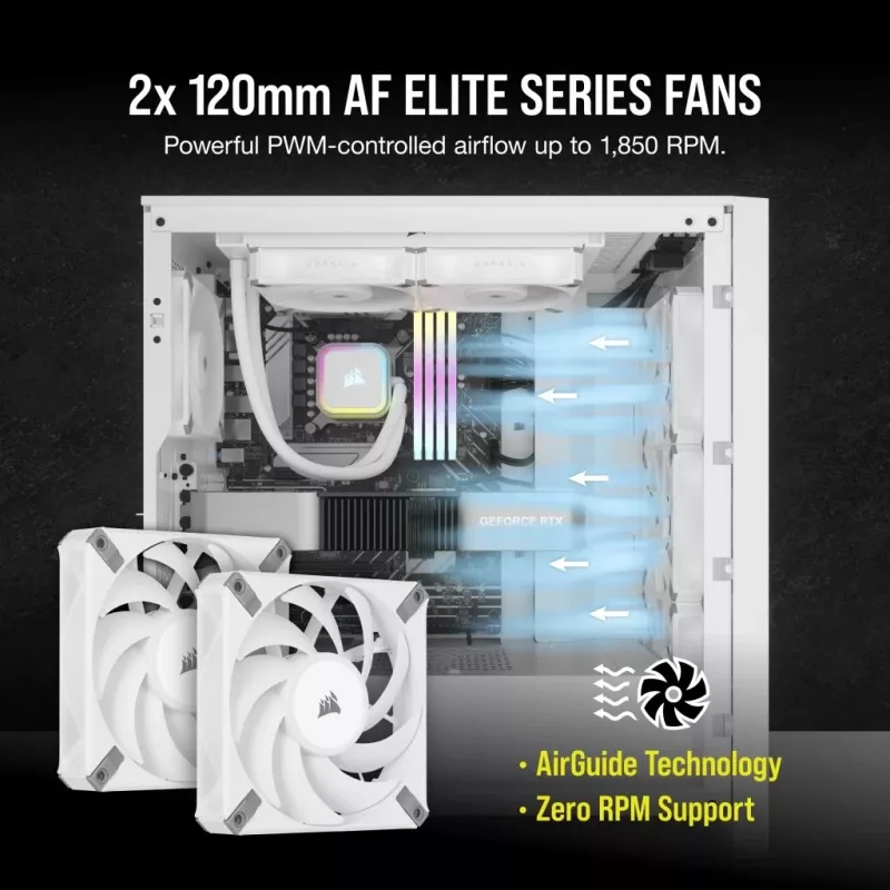 CORSAIR iCUE H100i RGB ELITE šķidruma dzesēšanas sistēma procesoriem 1 iepakojumā balta 120 mm