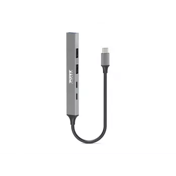 PORT Connect USB-C centrmezgls 900163 4x USB-A + 100W PD 5000 Mbit/s Sudrabs