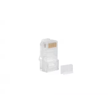 LANBERG PLU-6000 RJ-45 savienotājs Cat6 U/UTP kabeļiem, caurspīdīgs/balts, 100 gab. iepakojumā