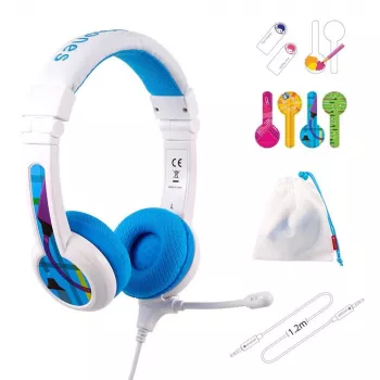 Vadu austiņas BuddyPhones School+ — Galvas saite, Apauss, 20–20000 Hz, 1.4 m kabelis, Zils/Balts