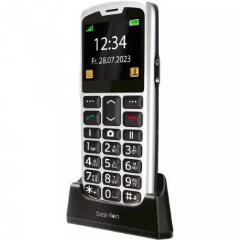 Bea-fon SL260 LTE Silver Line 4G tālrunis ar pogām, 2,2 collas, 176 x 220, microSD, sudraba/melnā krāsā