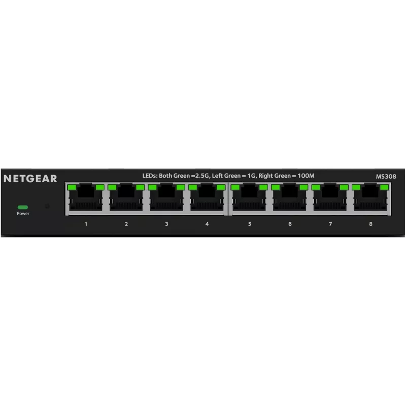 NETGEAR MS308 Nepārvaldāms 2.5G Ethernet slēdzis, 8 porti, melns