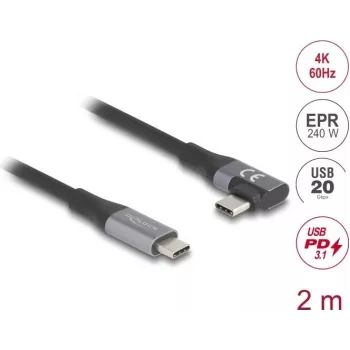 USB C kabelis DeLOCK 81132 2m melns 20 Gbit/s