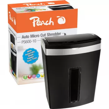 Peach PS600-10 papīra smalcinātājs Micro-cut 63 dB Melns, Sudrabs