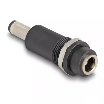 Adapteris DELOCK DC 5.5 x 2.1 mm (sieviete) uz DC 5.5 x 2.5 mm (vīrietis), melns