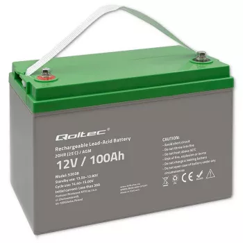 Qoltec 53038 AGM akumulators | 12V | 100Ah | max 1200A