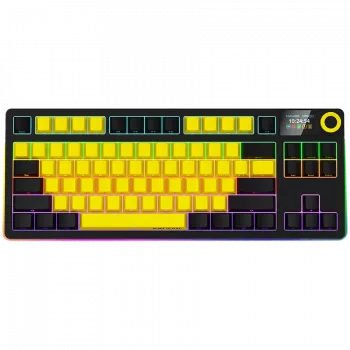 LORGAR KBP70TKLW, bezvadu TKL mehāniskā spēļu tastatūra, melna/dzeltena, EN izkārtojums