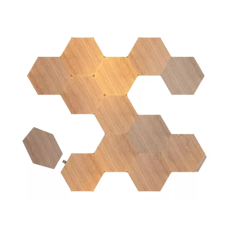 Nanoleaf Elements Wood Look Hexagons Starter Kit (13 paneļi) | Cool White + Warm White