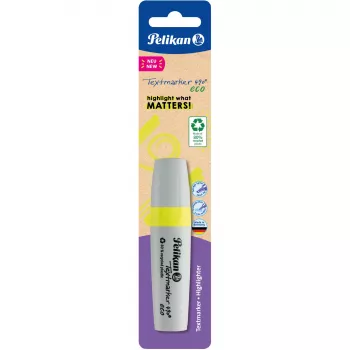Marķieris Pelikan Textmarker 490 eco dzeltenā krāsā ar kaltveida galu
