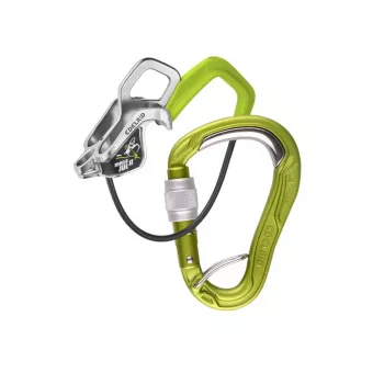Belay komplekts EDELRID Mega Jul Bulletproof Screw II Oasis - aizsargierīce un skrūvējams karabīns komplektā