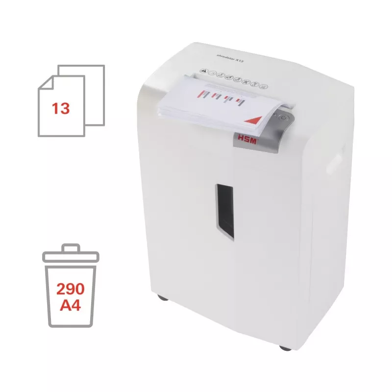 HSM shredstar X13 dokumentu smalcinātājs, 4 x 37 mm + atsevišķs CD griešanas mehānisms