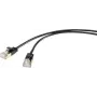 Renkforce RF-4538184 RJ45 tīkla kabelis, Patch kabelis CAT 8.1 F/FTP 25.00 cm Melns ultra-plāns, Apzeltīti kontaktdakšas 1 gab.