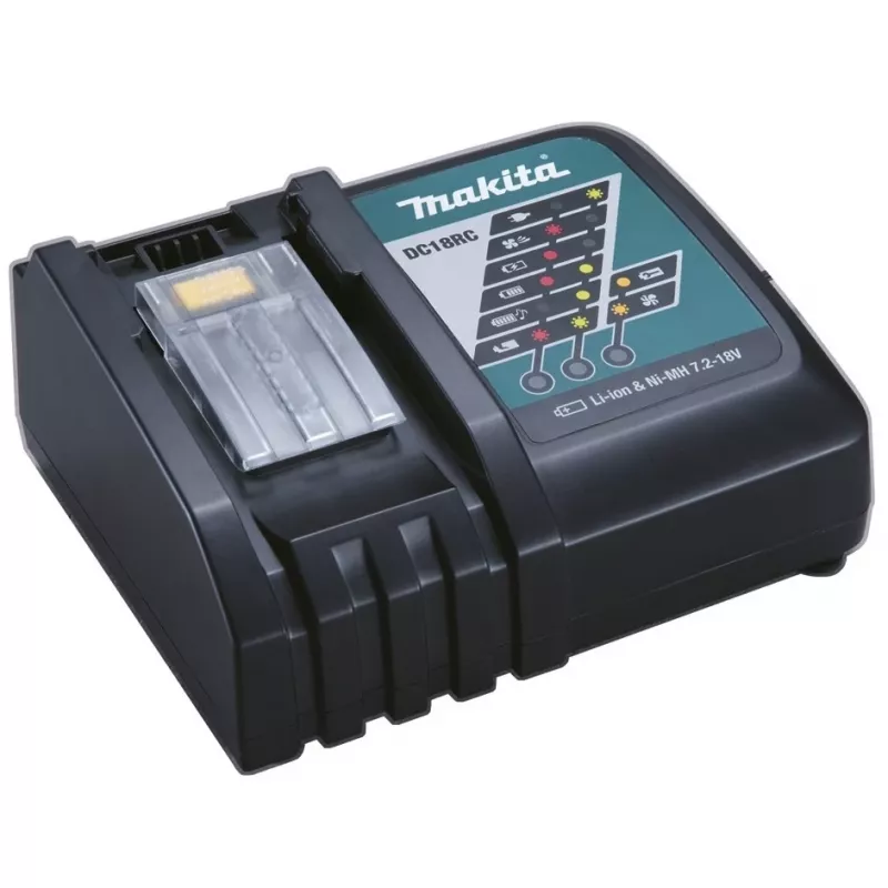 Makita DC18RC - Akumulatoru lādētājs - 1 akumulatora lādēšanai - saderīgs ar Makita DCS553, DGA514, DGA901, DHP453, DHP482, DHS630, DLW140, DLX3179, DML815, LXT DBN500