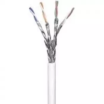 Wentronic Goobay CAT 6 tīkla kabelis, S/FTP (PiMF), balts, 100 m - CCA vara maisījums, AWG 23/1 (ciets), PVC (94223)