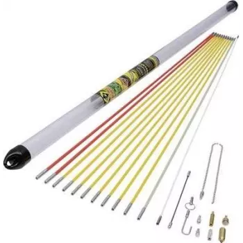 Kabeļu ievilkšanas stieņi c.k tools MightyRod PRO T5422 12 m komplekts — stiklašķiedras stieņu komplekts cauruļvadu un kanālu montāžai