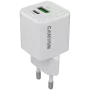 Canyon CU20AC GaN 20W PD lādētājs, 2 porti (USB-A/USB-C), balts