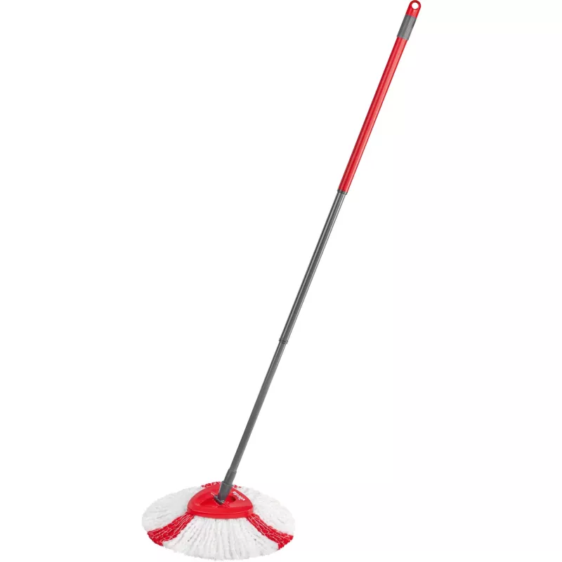 Mops VILEDA EasyWring & Clean Turbo, sarkans technopolimēra spainis, noņemama mazgājama mikrošķiedras galva, cietām grīdām