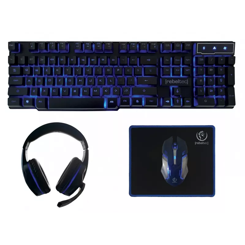 Rebeltec SHERMAN Gaming USB QZERTY Angļu Melna tastatūra ar peli