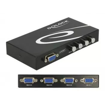 DeLock Switch VGA 4 port manuāls divvirzienu - ekrāna slēdzis - 4 x VGA - Galddatora (87635)