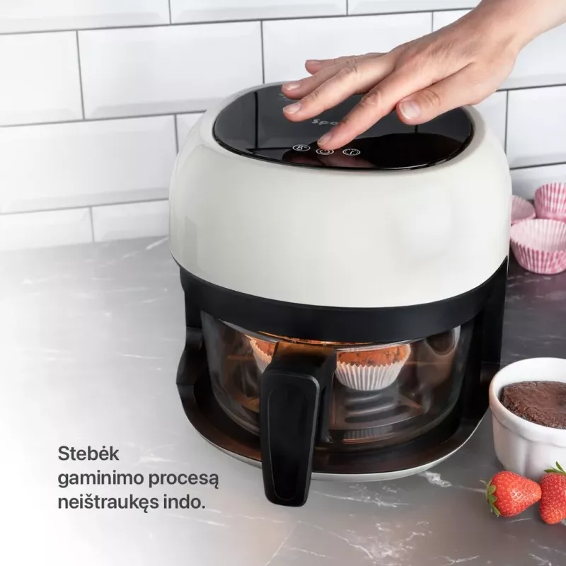 Fritētājs Sponge Air Fryer Stikla 4L Caurspīdīgs Dizains