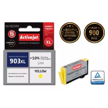 Tintes kasetne ActiveJet AH-903YRX saderīga ar HP 903XL, dzeltena, 12 ml, XL augstas ietilpības
