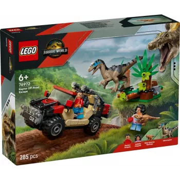 Konstruktors LEGO Jurassic World 76972 Raptora bezceļa bēgšana, 285 gab., 2 minifigūras, vecums 6+