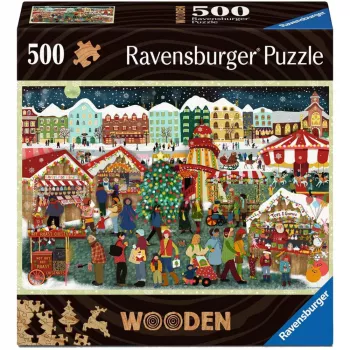 Puzle Ravensburger Wooden Puzzle Christmas Market — 500 koka gabali