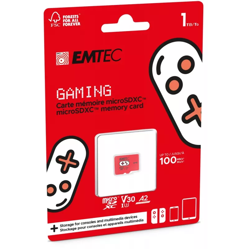 Emtec 1TB UHS-I U3 V30 A2 Gaming Rouge microSDXC atmiņas karte ECMSDM1TXCU3G