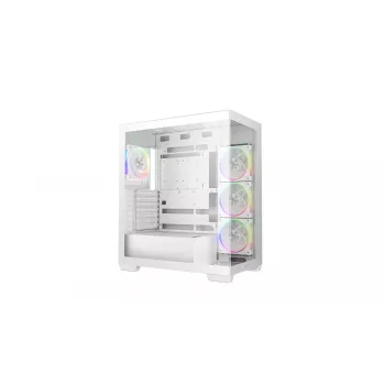 PC korpuss DeepCool CG580 4F V2 Midi Tower Balts — ATX, rūdīts stikls, 3x120mm sānu ventilatori, 360mm sānu radiatora atbalsts