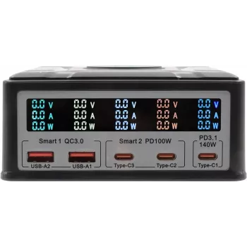 Daudzportu lādētājs Exsys EX-1107 260W, melns