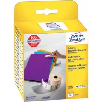 Avery - Removable adhesive rectangular paper labels - weiß - 19 x 51 mm 500 Etikett(en) (1 Rolle(n) x 500) (AS0722550)