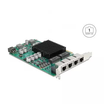 DELOCK PCI Express x4 Gigabit LAN 4xRJ45 PoE+ tīkla karte
