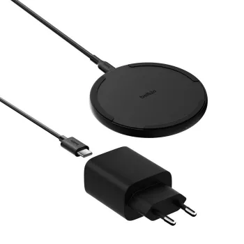 Bezvadu lādētājs Belkin WIA012KQBK 15W ar 20W barošanas adapteri, melns