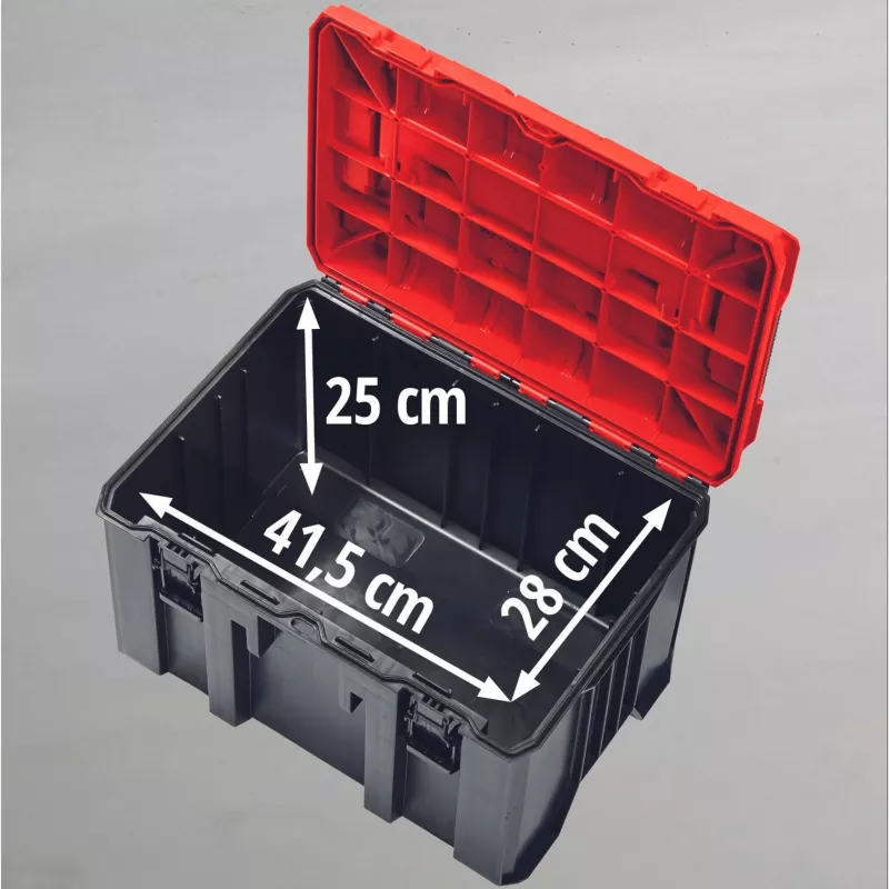 Einhell 4540021 E-Case M sistēmas instrumentu kofers, kaste darbarīkiem, polipropilēns, 90 kg nestspēja, melns/sarkans
