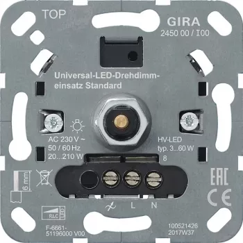 Gira S3000 UniLED Drehdimmer standard 245000 — rotējošs LED dimmeris