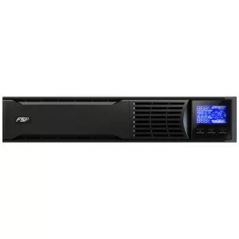 Rack UPS FSP/Fortron CHAMP 3K RACK — 3000 VA, 2400 W, 110–300 V, ±1% baterijas režīmā, 4 AC kontaktligzdas, USB