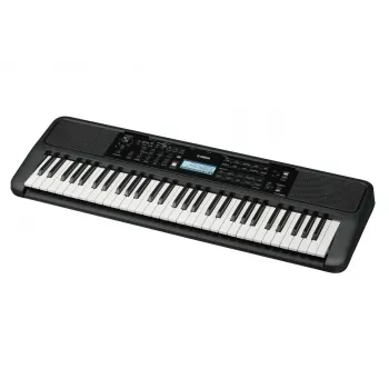 Taustiņinstrumentu tastatūra YAMAHA PSR-E383 — 61 taustiņu pārnēsājama MIDI klaviatūra, LCD displejs, USB, iebūvēti skaļruņi, bateriju darbināma (6), melna