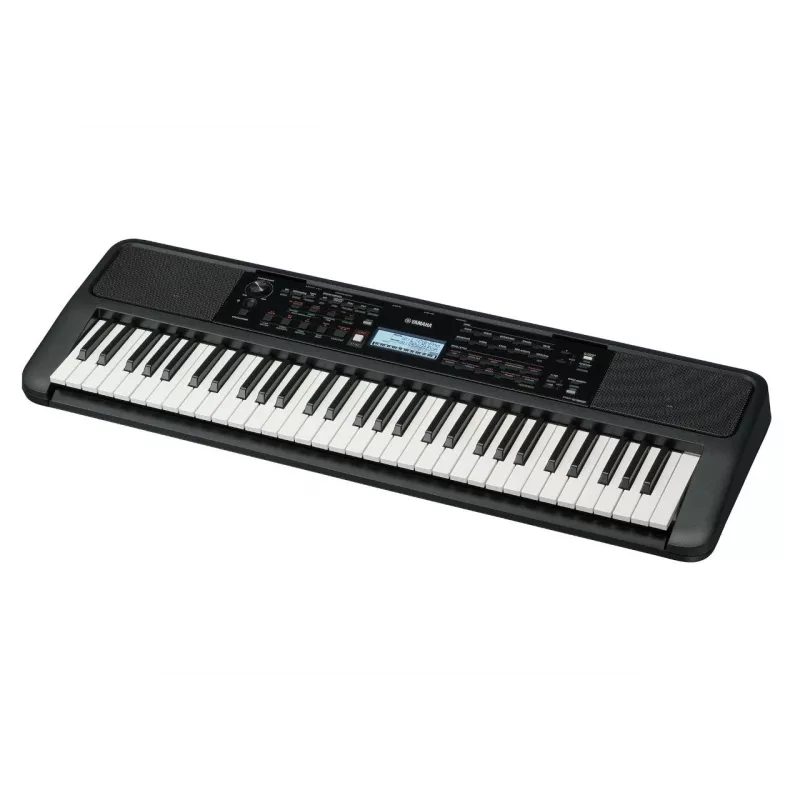 Taustiņinstrumentu tastatūra YAMAHA PSR-E383 — 61 taustiņu pārnēsājama MIDI klaviatūra, LCD displejs, USB, iebūvēti skaļruņi, bateriju darbināma (6), melna