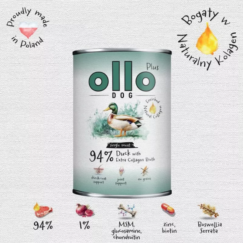 Ollo Plus Kolagen pīle 400g suņu barības konservs