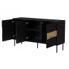 Kumode INSERTO 3D 143.5×40×80 cm melna ar LED, skaidu plātne, 16 mm rāmis