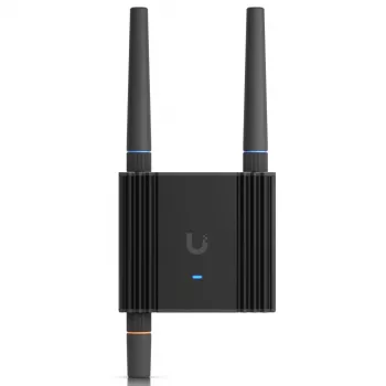 Mobilo tīklu maršrutētājs Ubiquiti UMR-Ultra — 4G LTE, NanoSIM, 2,4 GHz Wi‑Fi, 2x RJ‑45, 3 ārējās SMA antenas, 5–30 V DC
