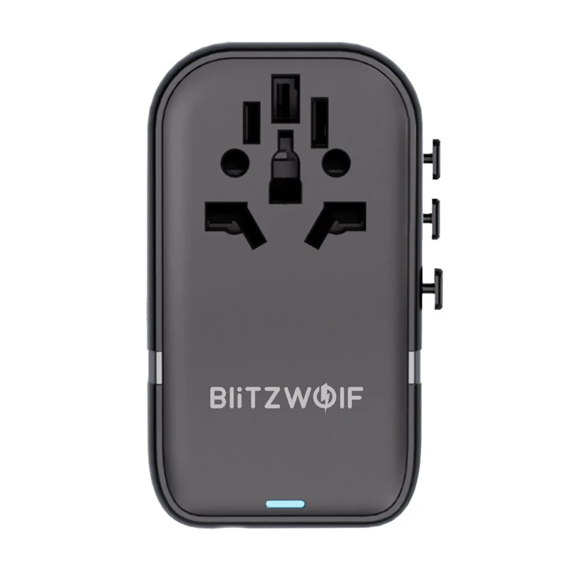 Ceļojumu adapteris BlitzWolf BW-TA2 5-in-1 ar 2×USB Power Delivery 100W, daudzformātu kontaktligzda