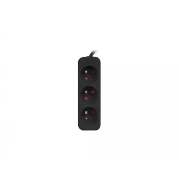 Lanberg PS0-03E-0300-BK 3m melns 3x 230V pagarinātājs ar 3 kontaktligzdām no pilna vara
