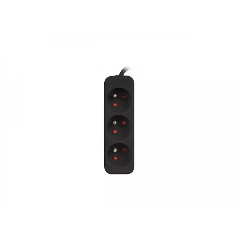 Lanberg PS0-03E-0300-BK 3m melns 3x 230V pagarinātājs ar 3 kontaktligzdām no pilna vara