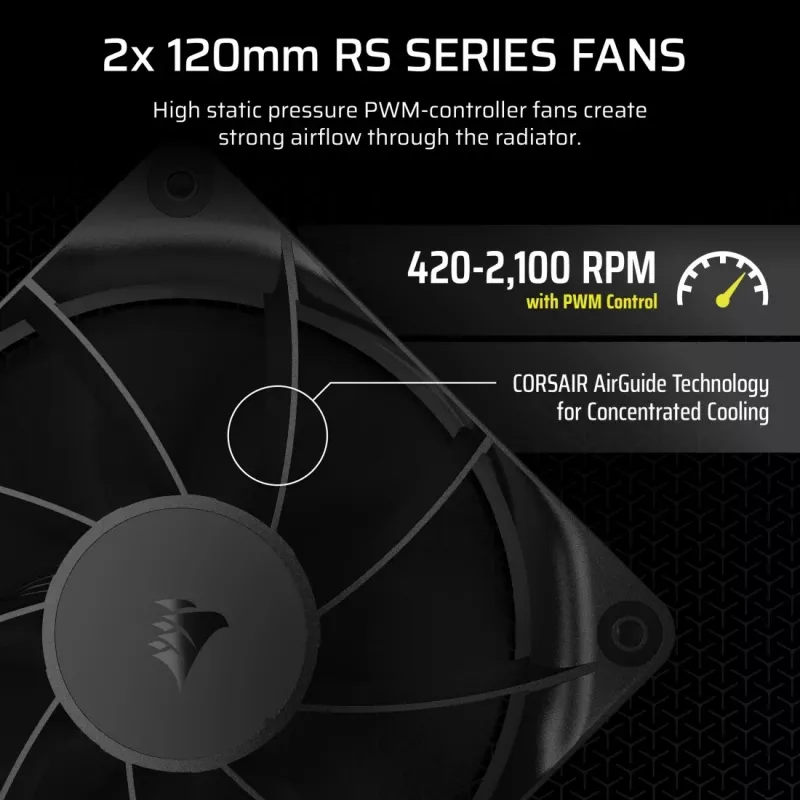 Corsair NAUTILUS 240 RS mātesplates šķidruma dzesēšanas sistēma melna