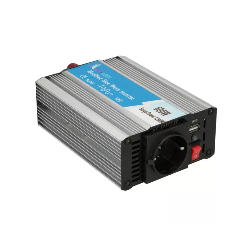 Extralink OPIM-600W sprieguma pārveidotājs, auto 12V, 600W modificēts sinusvilnis